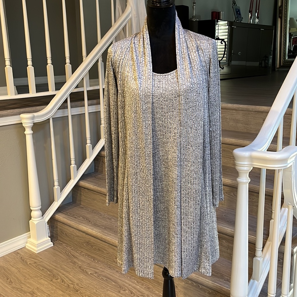 Silver Knit Tank Dress & Jacket